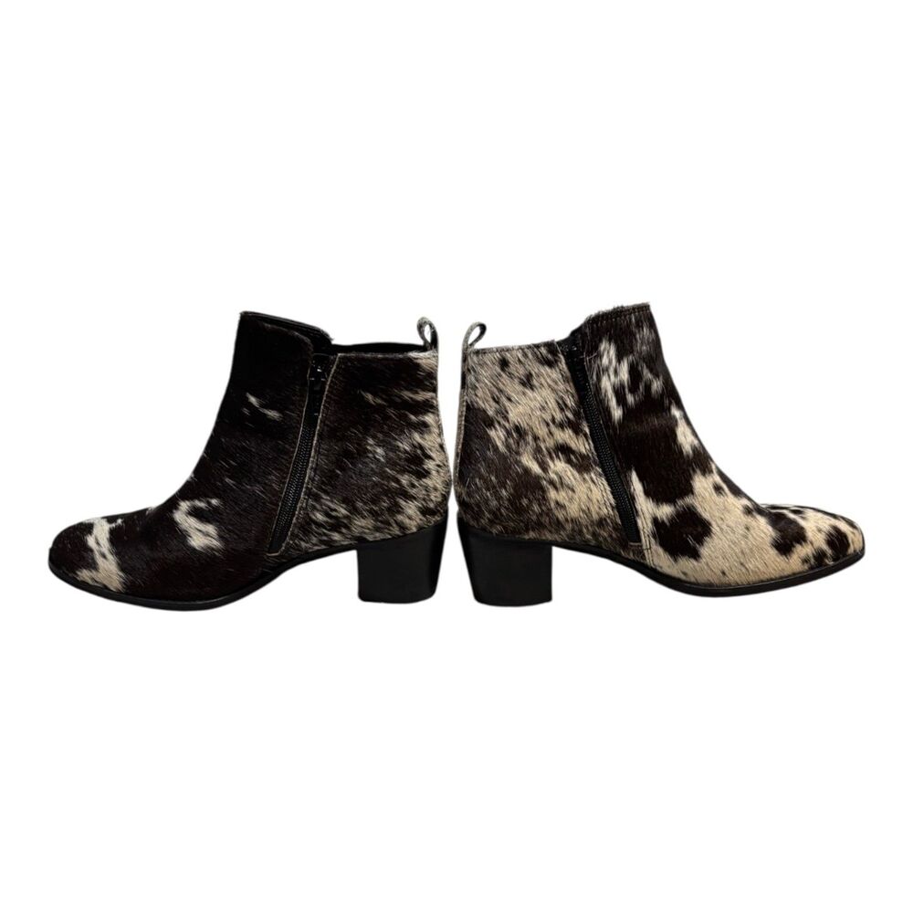Myra Hair-On Cowhide Ankle Boots Western Black White Women's US 9